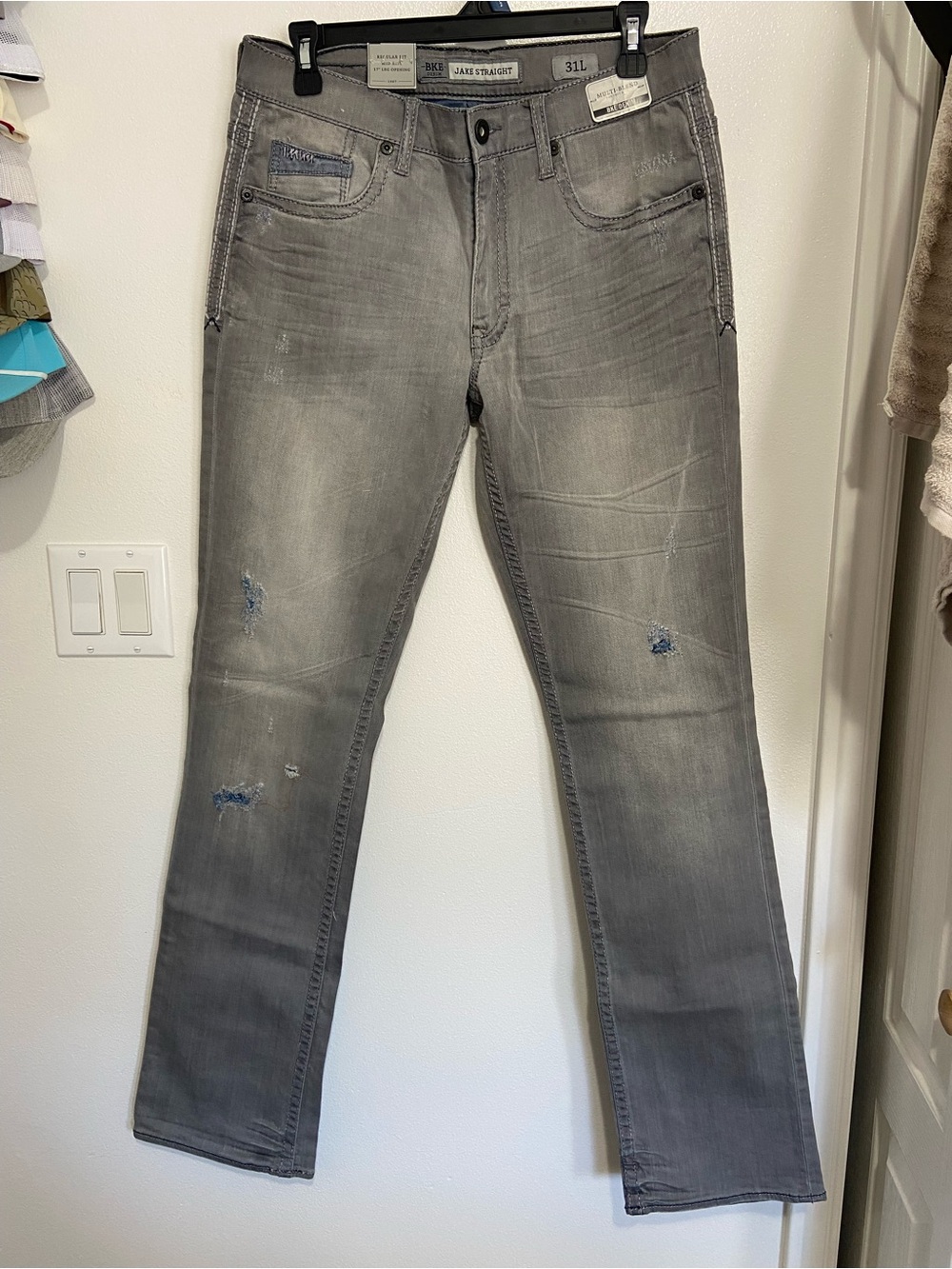 BKE Men's Gray Straight Jeans